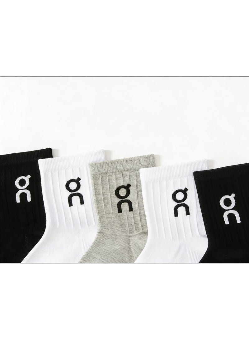 أون جوارب قطنية خالصة متوسطة الطول من ON، ألوان كلاسيكية - 5 أزواج في العبوة، تغليف علبة هدايا - Image 2